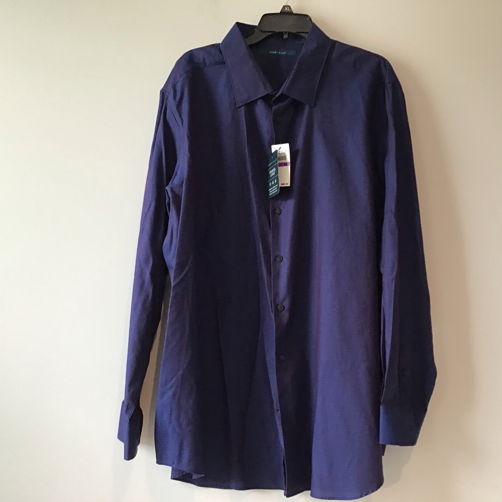 Perry Ellis Shirt 2X Regal Blue TravelLuxe NWT $69.50